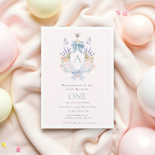 Convites Primeiro aniversario de Aquarela Floral Whimsical