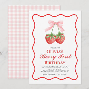 Convites Primeiro aniversario de Arco rosa Berry First Stra