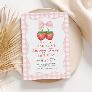 Convites Primeiro aniversario de Arco rosa Berry First Stra