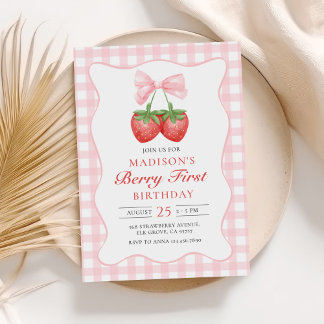 Convites Primeiro aniversario de Arco rosa Berry First Stra