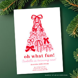 Convites Primeiro aniversario de Arco rosa e vermelho moder