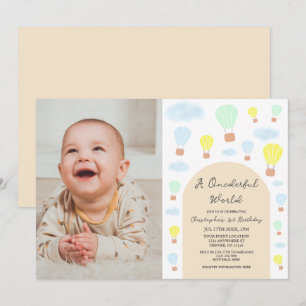 Convites Primeiro aniversario de Balão de Ar Quente do Mund