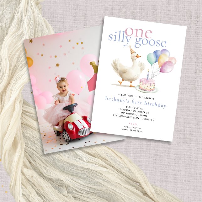 Convites Primeiro aniversario de Balões de Fotografia de Ga (Front and back view - add your photo)