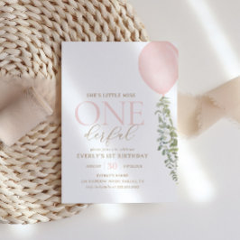 Convites Primeiro aniversario de Balões Rosa Pequeno