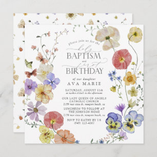 Convites primeiro aniversario de Batismo de Flor Selvagem d