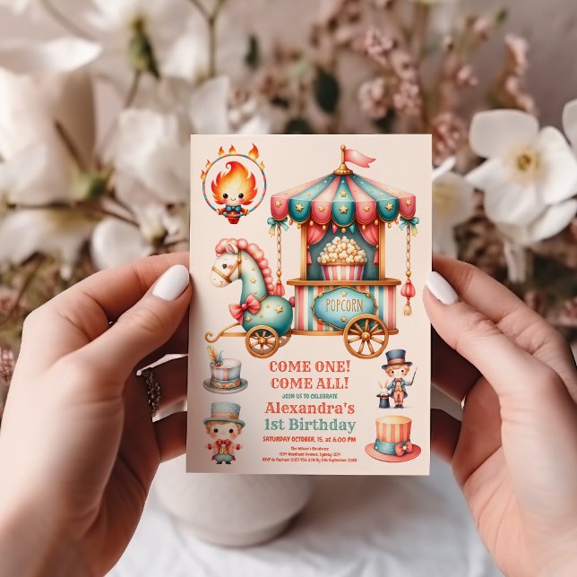 Convites Primeiro aniversario de bebê do carnaval vermelho  (Criador carregado)