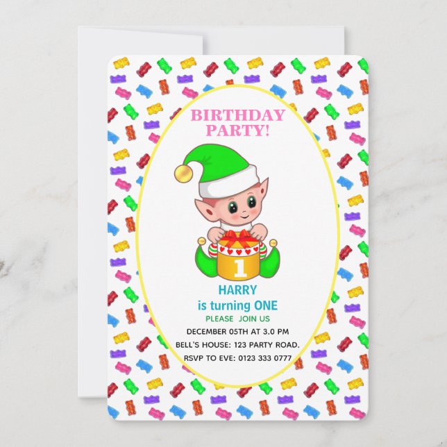 Convites Primeiro Aniversário de Bebê Fofo (Frente)