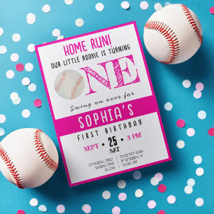 Convites Primeiro aniversario de Beisebol da Cute Watercolo