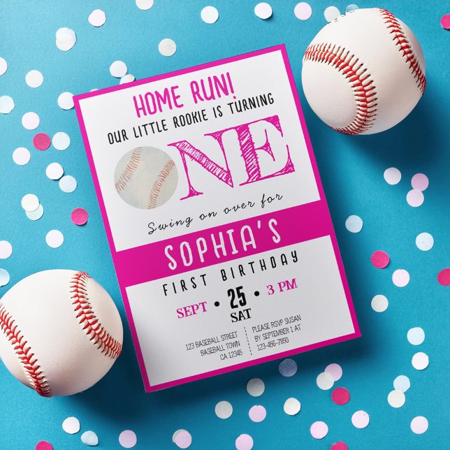 Convites Primeiro aniversario de Beisebol da Cute Watercolo (Criador carregado)