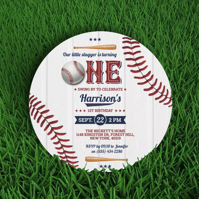 Convites Primeiro aniversario de beisebol para rapazes (Criador carregado)