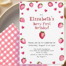 Primeiro Aniversário de Berry Morango Verão Xadrez