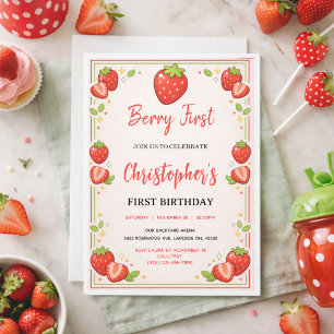 Convites Primeiro Aniversário de Berry Primeiro Aniversár
