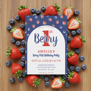 Convites Primeiro aniversario de Berry Strawberry Blueberry