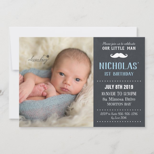 Convites primeiro aniversario de bigode (Frente)