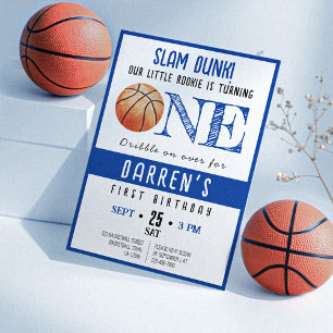 Convites Primeiro aniversario de Biscoito de Basquete de Co
