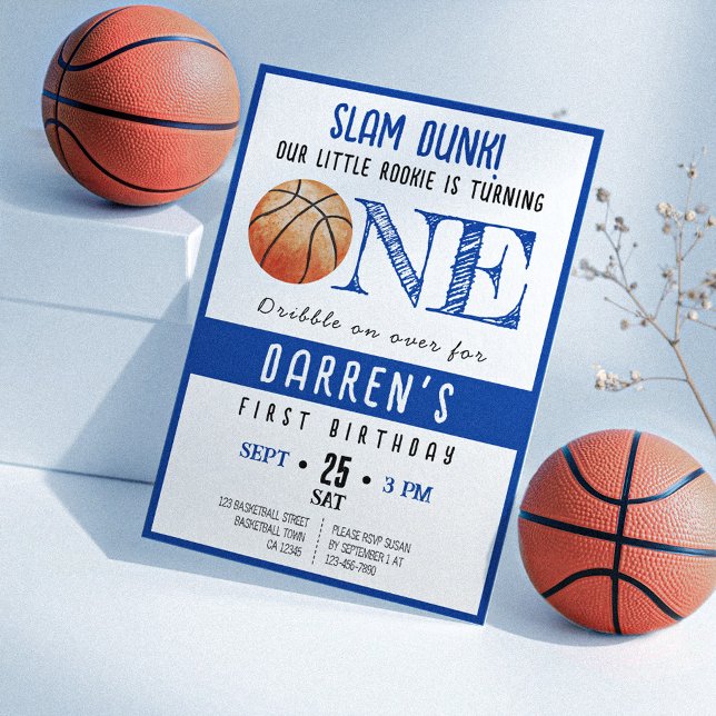 Convites Primeiro aniversario de Biscoito de Basquete de Co (Criador carregado)