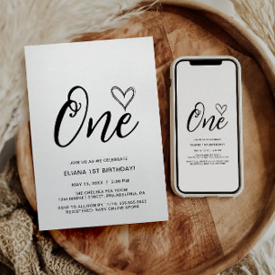 Convites Primeiro aniversario de Boho Mínimo Moderno