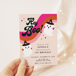 Convites Primeiro aniversario de Boo e Fantasma Bonito Retr