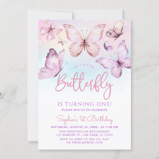 Convites Primeiro aniversario de borboleta-borboleta-rosa