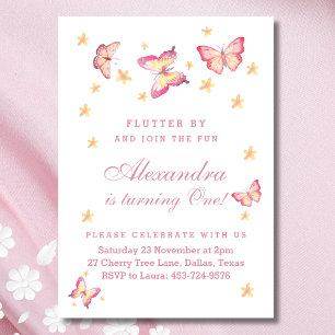 Convites Primeiro aniversario de borboleta, Festa de Bebê R