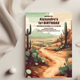 Convites Primeiro aniversario de Cactus no Deserto Retroati