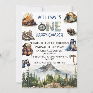 Convites Primeiro aniversario de Camarão Feliz da Watercolo