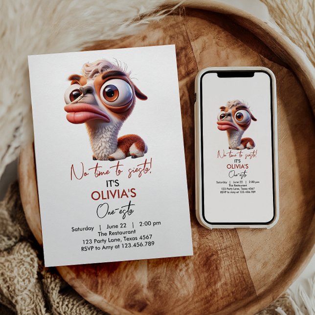 Convites Primeiro aniversario de Caricatura Engraçado Llama (Criador carregado)