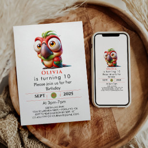 Convites Primeiro aniversario de Caricaturas de Papagaio Má