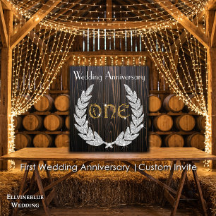 Convites Primeiro Aniversário de Casamento Madeira Rústic