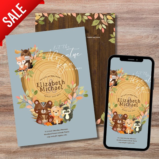 Convites Primeiro aniversario de Chá de Bebê de Animais da  (Criador carregado)