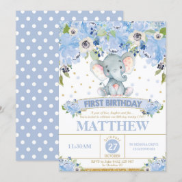 Convites primeiro aniversario de chamada de elefante bonito