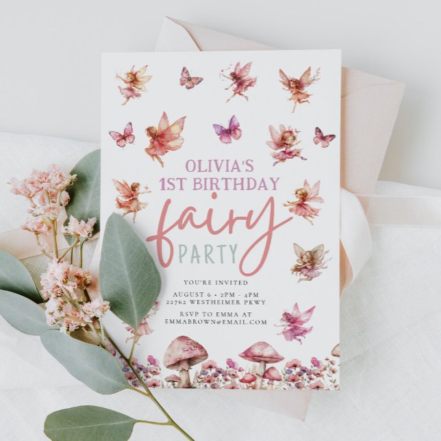 Convites Primeiro aniversario De Cogumelo De Fada De Queijo (Criador carregado)