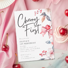 Convites Primeiro aniversario de coquete de Cherry First Pi