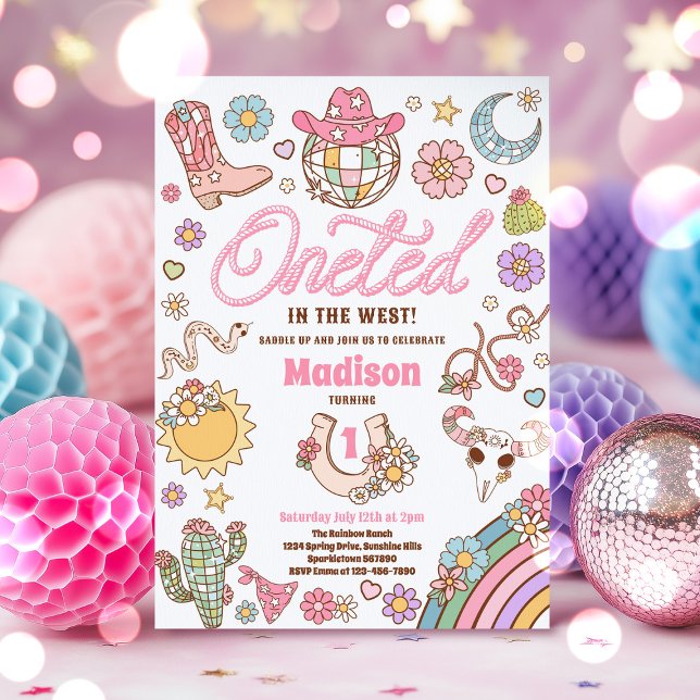 Convites Primeiro aniversario De Cowgirl No Partido Ocident (Criador carregado)