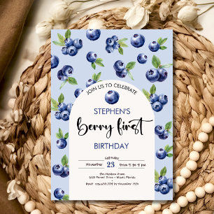 Convites Primeiro aniversário de criança de mirtilos