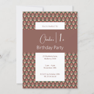 Convites primeiro aniversario de Cupcake de Chocolate Escur