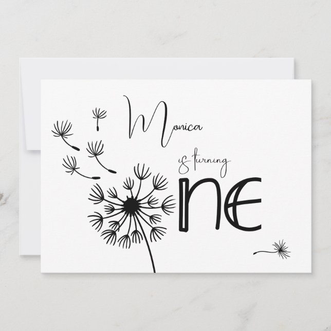 Convites Primeiro aniversário de Dandelion (Frente)
