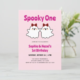 Convites Primeiro aniversario de Dia das Bruxas das Gêmeas
