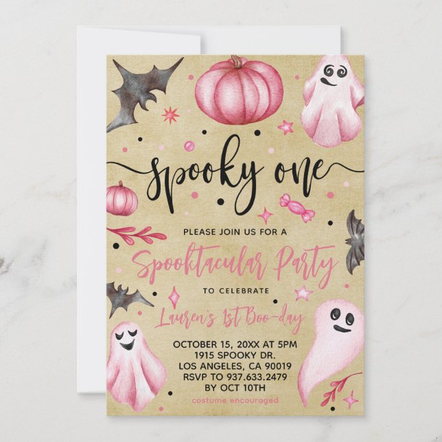 Convites Primeiro aniversario de Dia das Bruxas Spooky One (Frente)