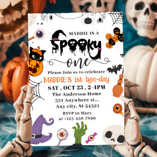 Convites Primeiro aniversario de Dia das Bruxas Spooky One