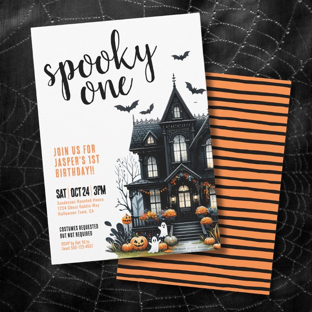Convites Primeiro aniversario de Dia das Bruxas Spooky One (Spooky One Halloween 1st Birthday Party Invitation)
