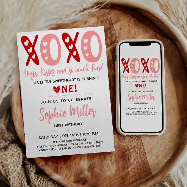 Convites Primeiro aniversario de Dia de os namorados de Hug (Criador carregado)