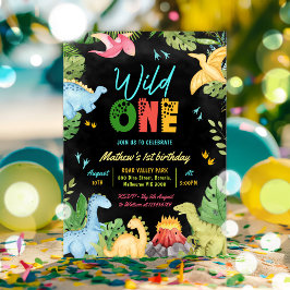 Convites Primeiro aniversario de Dinossauro do Wild One Din