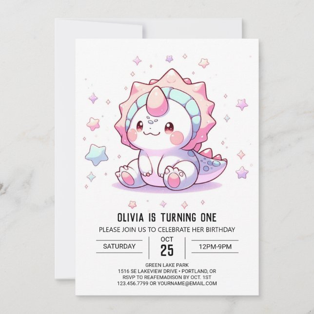 Convites Primeiro aniversario de Dinossauro Fantástico (Frente)
