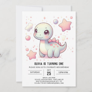Convites Primeiro aniversario de Dinossauro Feliz