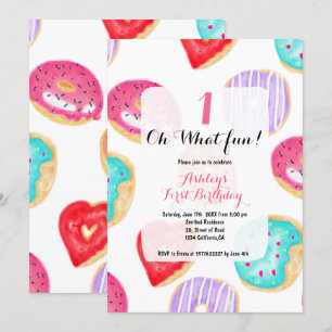 Convites Primeiro aniversario de diversão do padrão de aqua