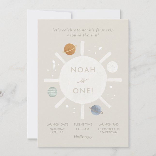 Convites primeiro aniversario de Espaço Sun "Primeira Viage (Frente)