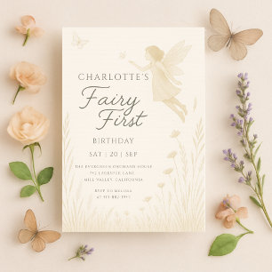Convites Primeiro Aniversário de Fada Floral Aquarela
