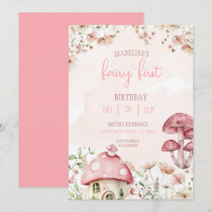 Convites Primeiro Aniversário de Fada Floresta Aquarela Cog