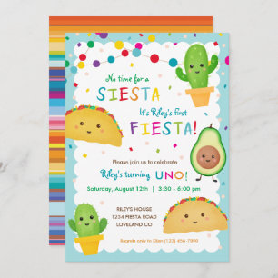 Convites Primeiro aniversário de fiesta - sem tempo para a